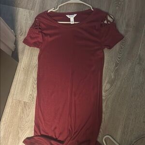 Arizona Jean Company Burgundy Cold Shoulder Dress